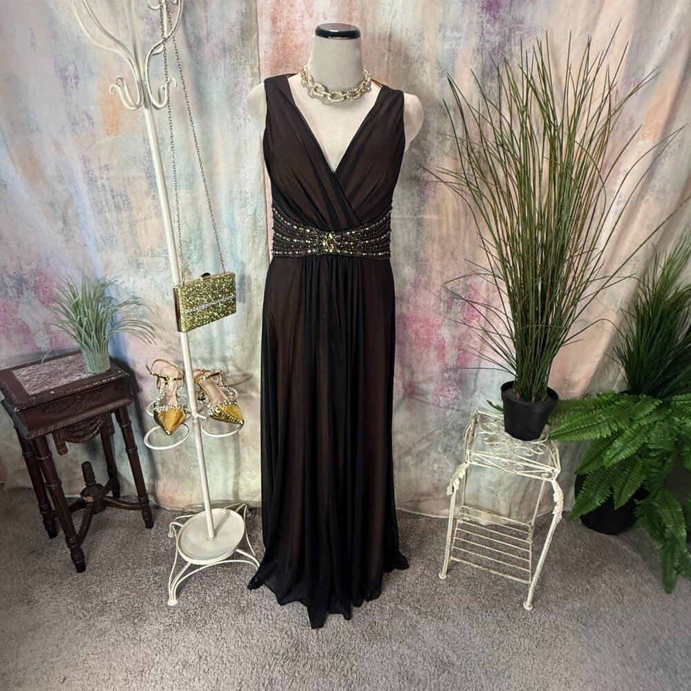 📌Jessica Howard Formal - Evening - Mother Bride/Groom Beaded Empire-Waist Gown